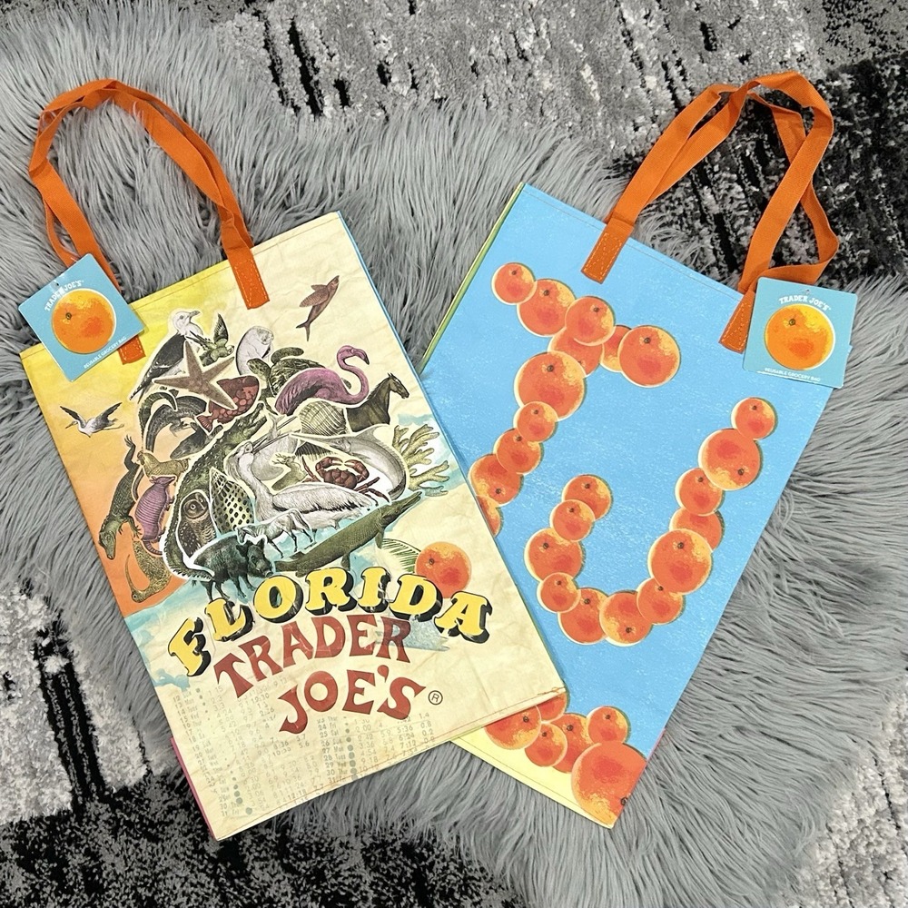 Trader Joe's ECO Reuseable Grocery Shopping Tote Bag Florida Citrus NWT Trending
